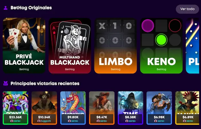 BetHog Casino Argentina games